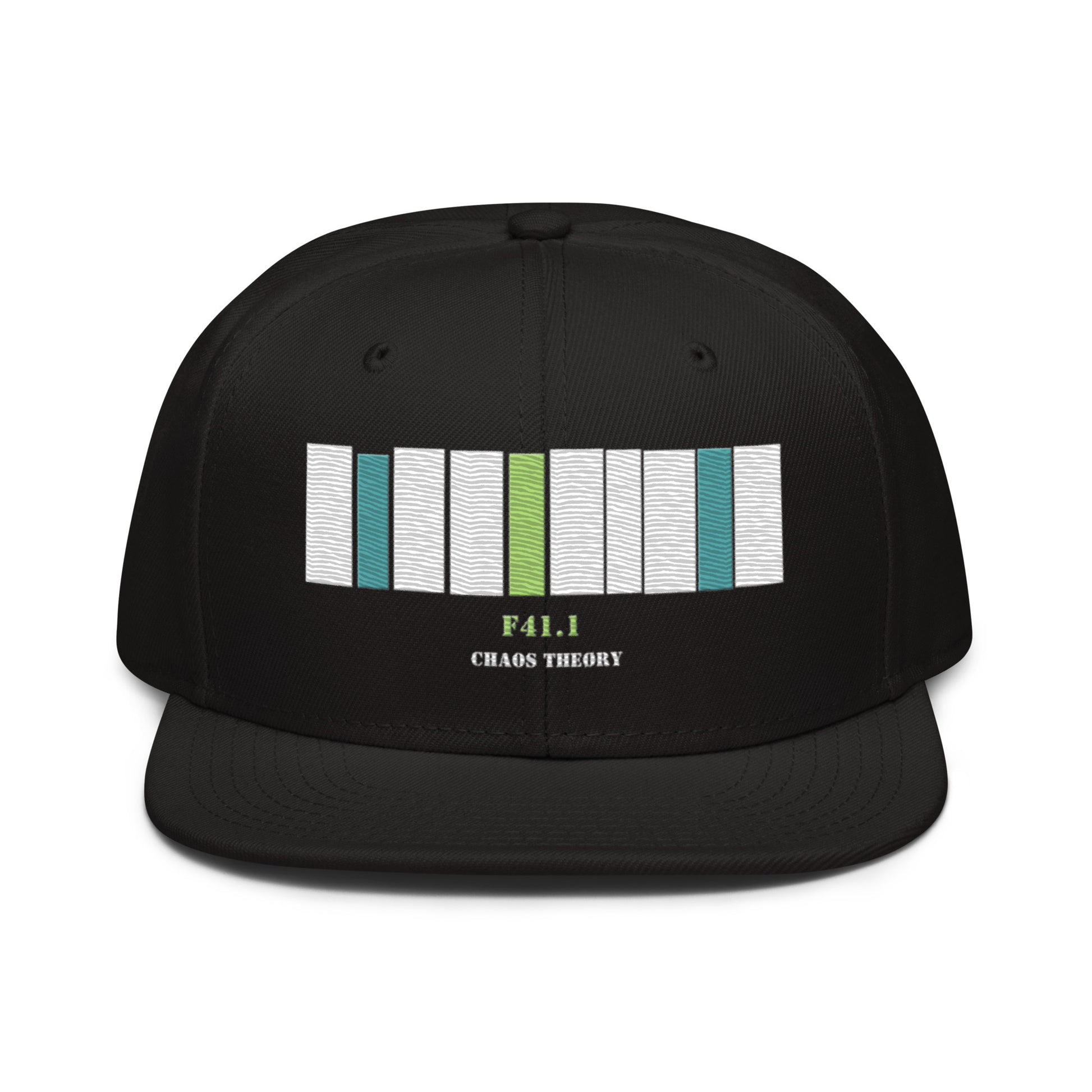 DSM-5 Barcode Snapback Hat black embroidered cap with minimalist coded mental health design by Chaos Theøry