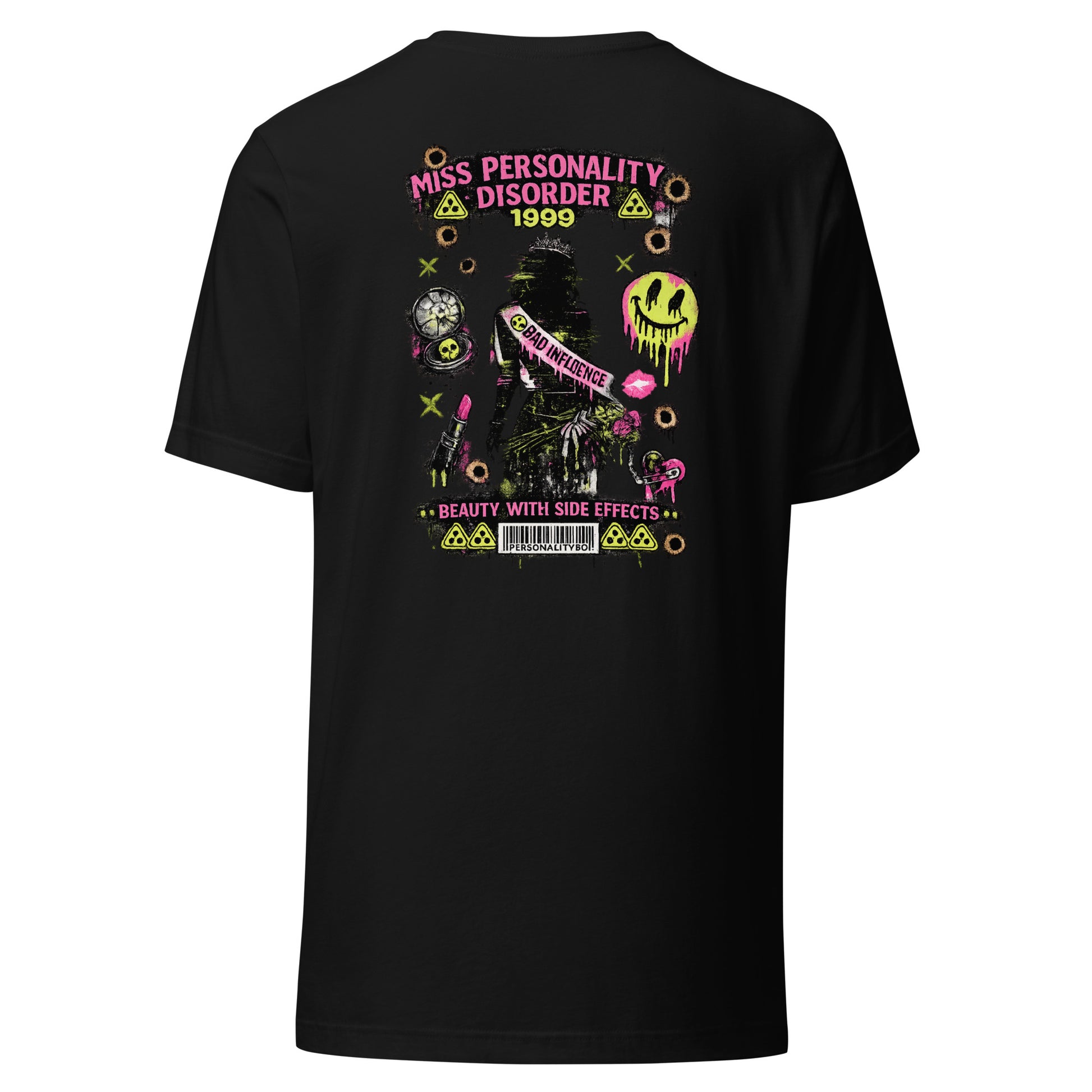 Back view of Certified Bad Influence Graphic Tee showing black streetwear shirt design