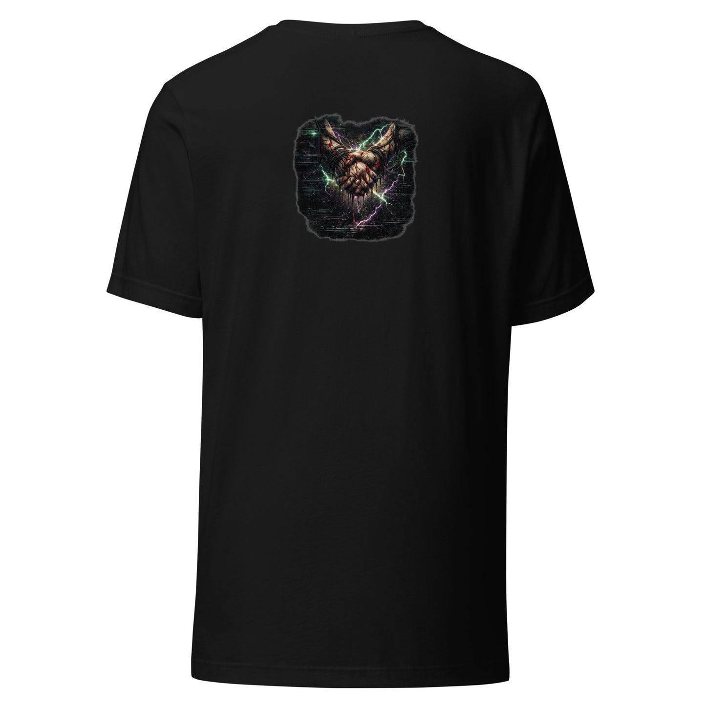 Back view of Toxic Bonds Graphic Tee showing trauma bond graphic artwork and Chaos Theøry styling
